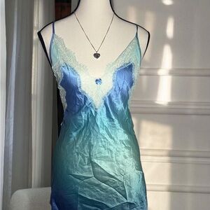 Victoria's Secret Blue and White Lace Chemise